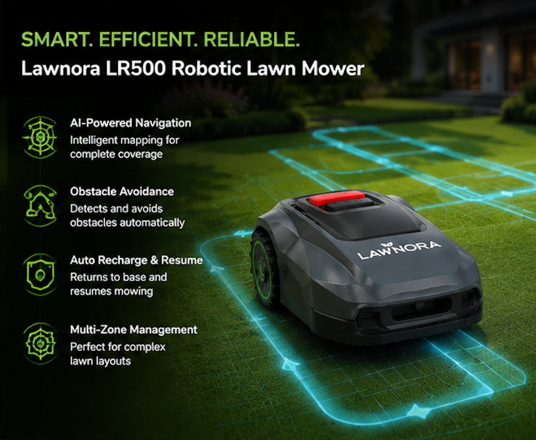 Lawnora LR500 Robot Lawn Mower – Auto Charging, Rain Sensor & Smart Mapping - Image 7