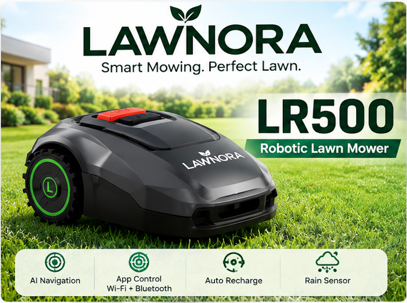 Lawnora LR500 Robot Lawn Mower – Auto Charging, Rain Sensor & Smart Mapping - Image 6