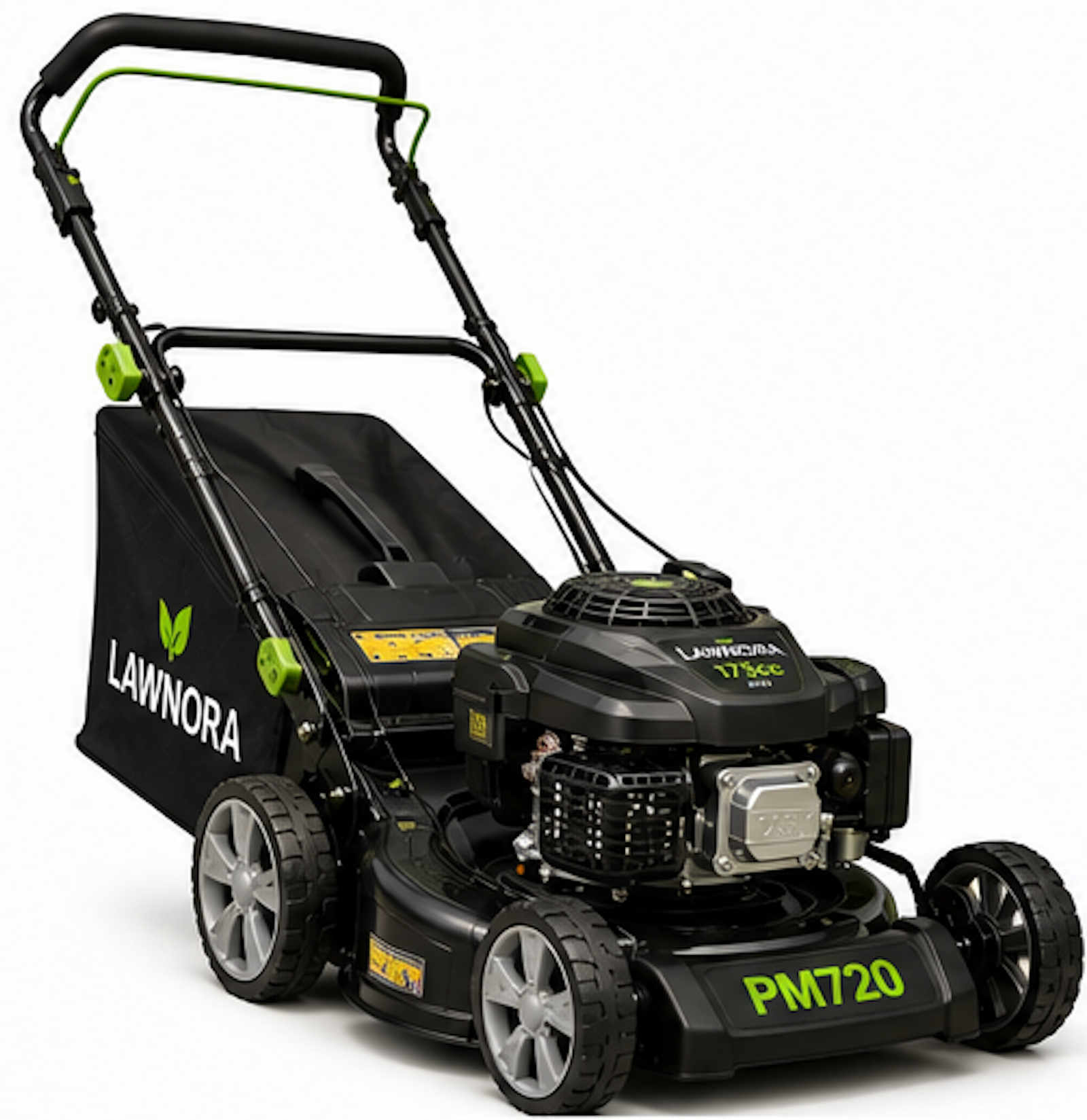 Lawnora PM720 Commercial Push Lawn Mower – 22-Inch Steel Deck, 173cc OHV Gas Engine, 3-in-1 Mulch, Bag & Side Discharge
